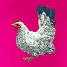 Slepice kreslená bílá