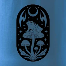 Goblincore černobílá oválná žába