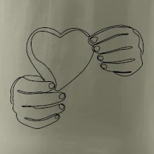 Ruka držící srdce  jedním tahem