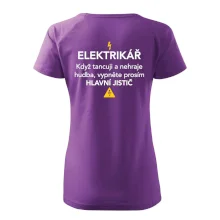 Elektrikář - hlavní jistič - Nápis na zádech