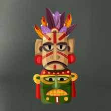 Mayové maska s peřím