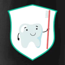 Zoubek na prsu - zubní kartáček