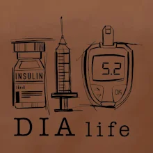 D I A life - kreslený insulin injekce a glukometr