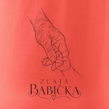 Zlatá babička s dětskou ručičkou minimalistická kresba
