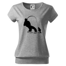 Rybář tahající rybu