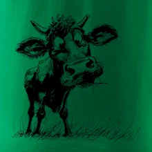 Černobílá karikatura kráva stojící