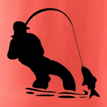 Rybář tahající rybu