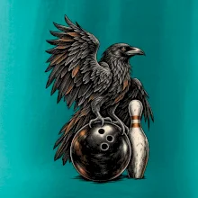 Bowling havran s koulí a kuželkou