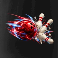 Bowlingová koule v akci a padající kuželky