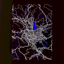 Jablonec nad Nisou - Mapa s vodními toky