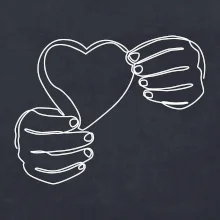 Ruka držící srdce  jedním tahem