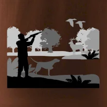 Lovec a ohař v lese