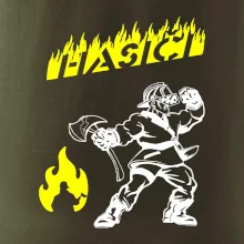 Hasič stojící - nápis hasiči - Velký nápis  na zádech