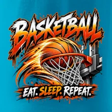 Basketbalový koš s míčem eat sleep repeat