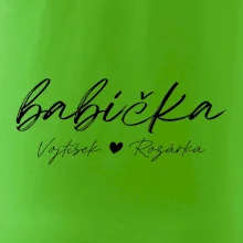 Babička Tričko se jmény dětí psací písmo