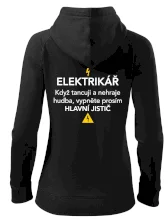 Elektrikář - hlavní jistič - Nápis na zádech