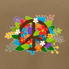 Peace symbol prorostlý květinami