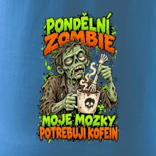 Pondělní zombie míchá kávu kostěnou rukou