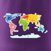 Světové kontinenty s názvy a zvířátky