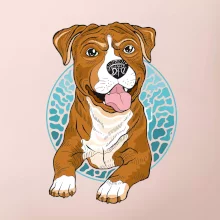 Americký staford kreslený v kolečku (Pecka design)