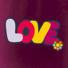 Love nápis s květinou