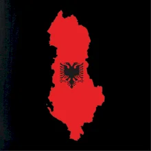 Albánie mapa a znak