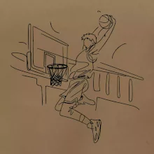 Basketbalista jedním tahem - výskok