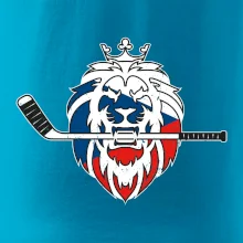 Lev s hokejkou v tlamě - Česká vlajka