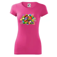 Peace symbol prorostlý květinami