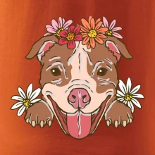 Americký stafordširský teriér hlava s květinami