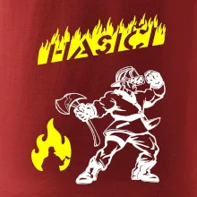 Hasič stojící - nápis hasiči - Velký nápis  na zádech