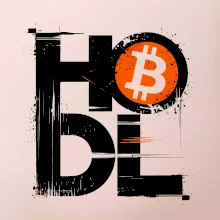 Hodl velký nápis a logo BTC