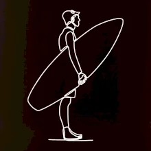 Surfař stojící jedním tahem