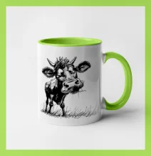 Černobílá karikatura kráva stojící