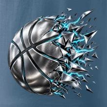Kovový basketbalový míč s elektrickými střepy