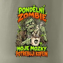 Pondělní zombie míchá kávu kostěnou rukou