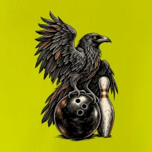 Bowling havran s koulí a kuželkou