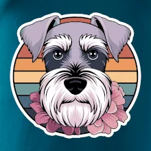 Knírač - fenka a květiny