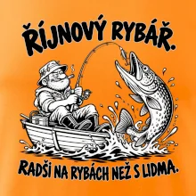 Říjnový rybář v loďce s obří štikou