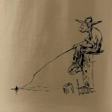 Kreslený rybář na pařezu