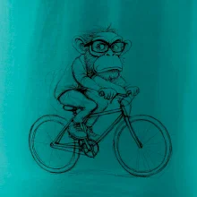 Opice s brýlemi na kole