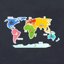 Světové kontinenty s názvy a zvířátky