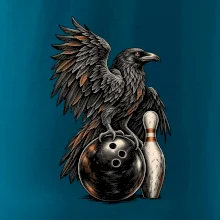 Bowling havran s koulí a kuželkou
