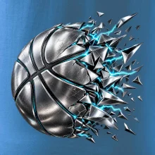 Kovový basketbalový míč s elektrickými střepy