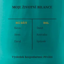 Moje životní bilance má dáti dal