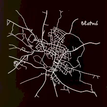 Černobílá mapa Blatná