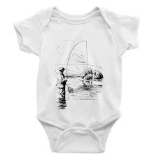 Kreslený rybář s podběrákem