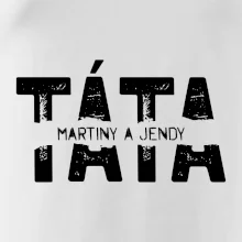 Černý nápis táta a jména dětí