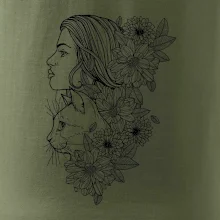 Žena a kočka - kreslená