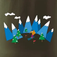 Lyžař a barevné hory